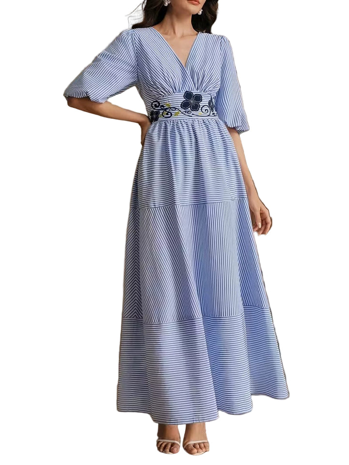 Dames Gestreepte Maxi Jurk
