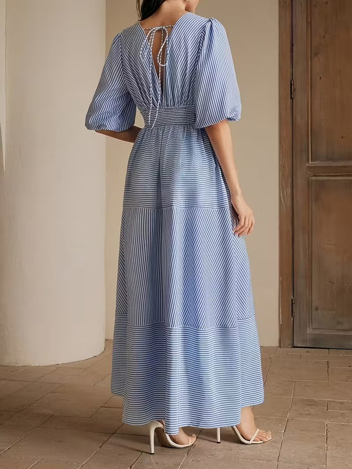 Dames Gestreepte Maxi Jurk