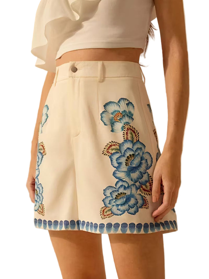 Dames Hooggetailleerde Shorts met Bloemenprint
