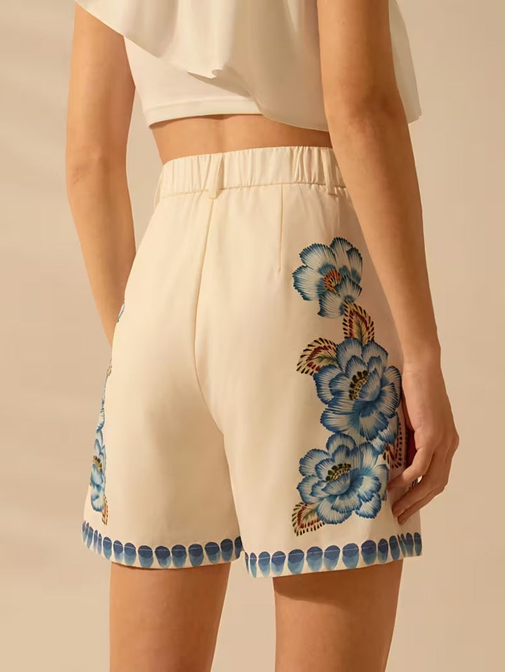 Dames Hooggetailleerde Shorts met Bloemenprint