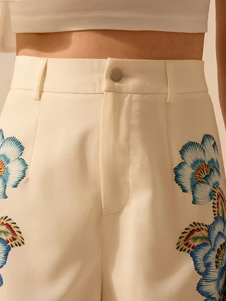Dames Hooggetailleerde Shorts met Bloemenprint