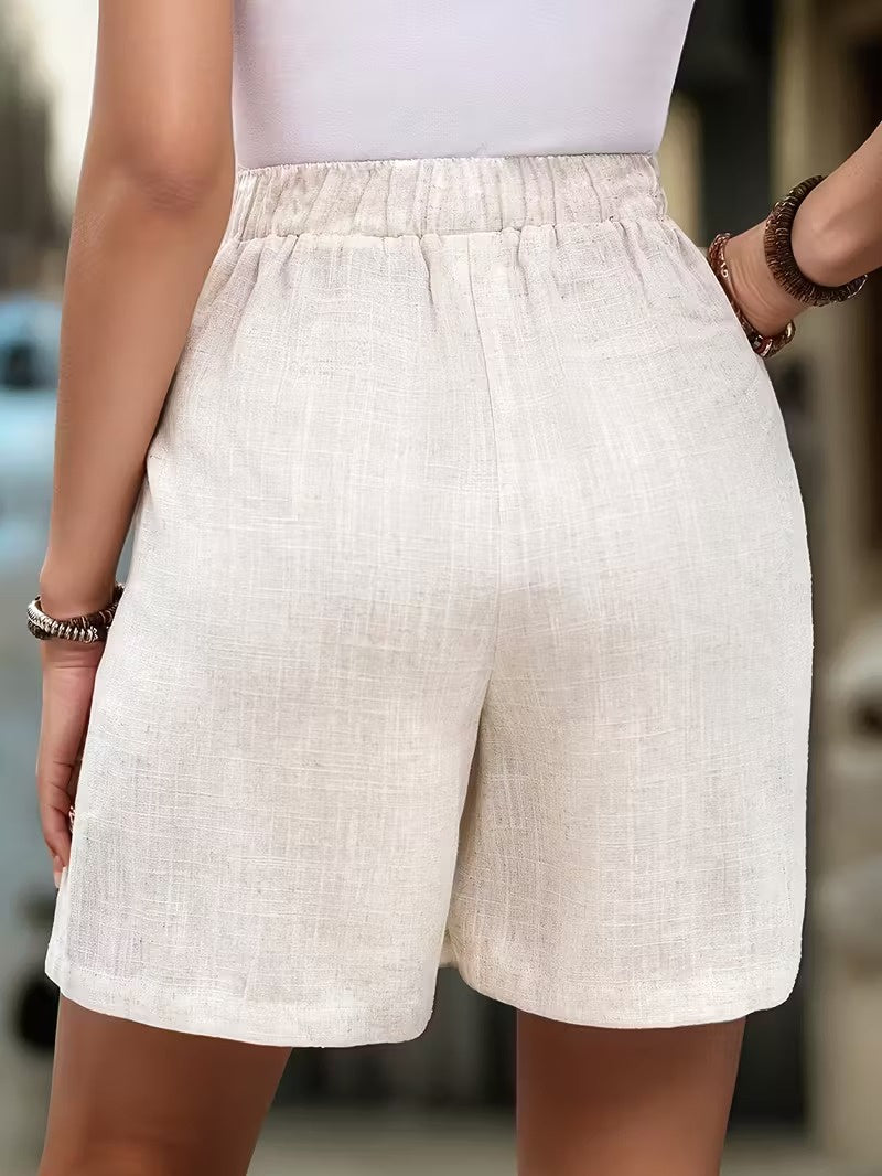 Dames Shorts met Trekkoord en Bloemenborduursel