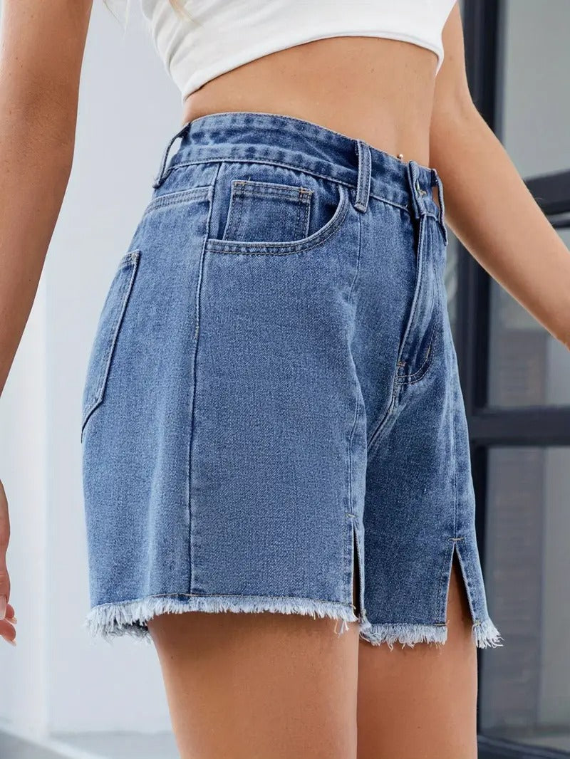 Dames Shorts Met Rafelige Zoom
