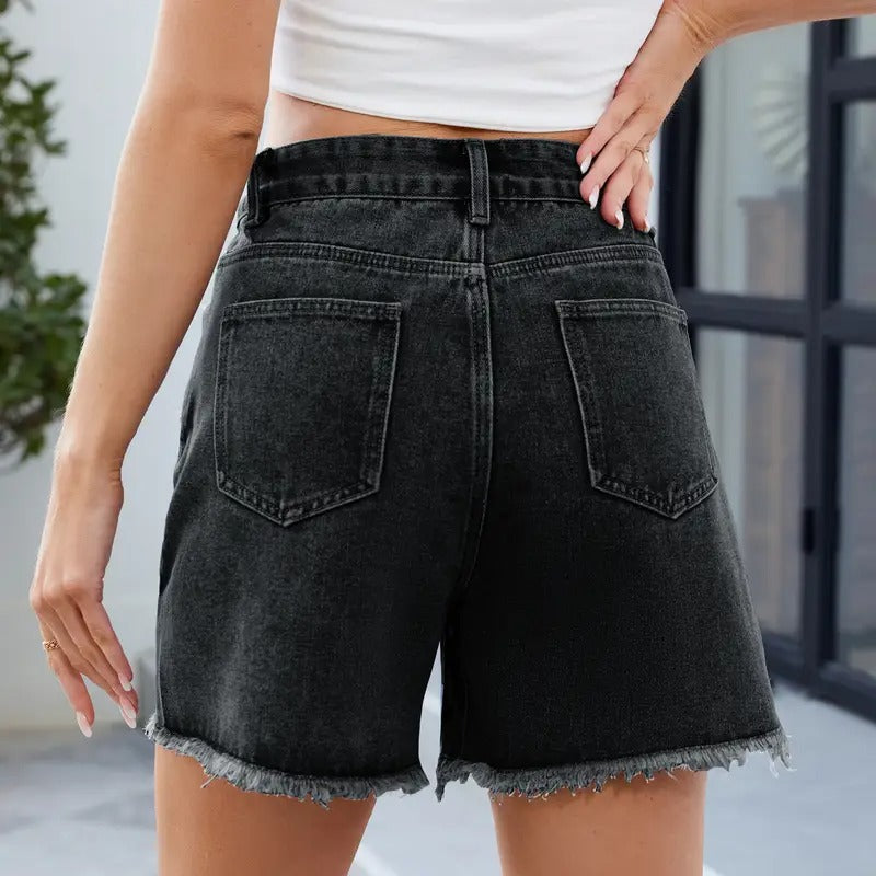 Dames Shorts Met Rafelige Zoom